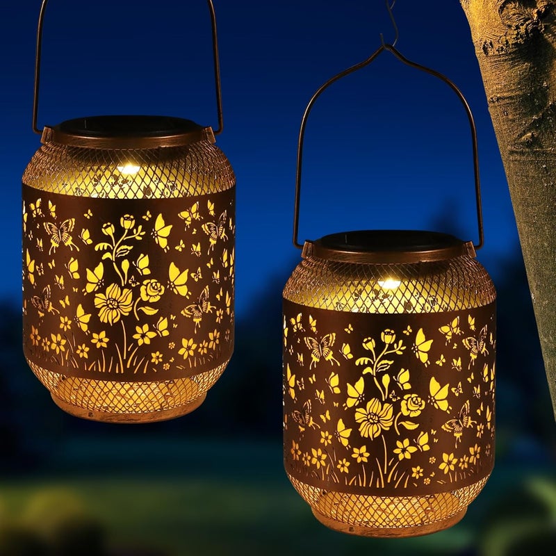 Doogarden Solar Lanterns Outdoor Waterproof Christmas Birthdays Gifts for Women Mom Grandma Butterfly Garden Decor Metal Hanging Solar LED Lights for Patio(Hummingbird-2P) - Image 1